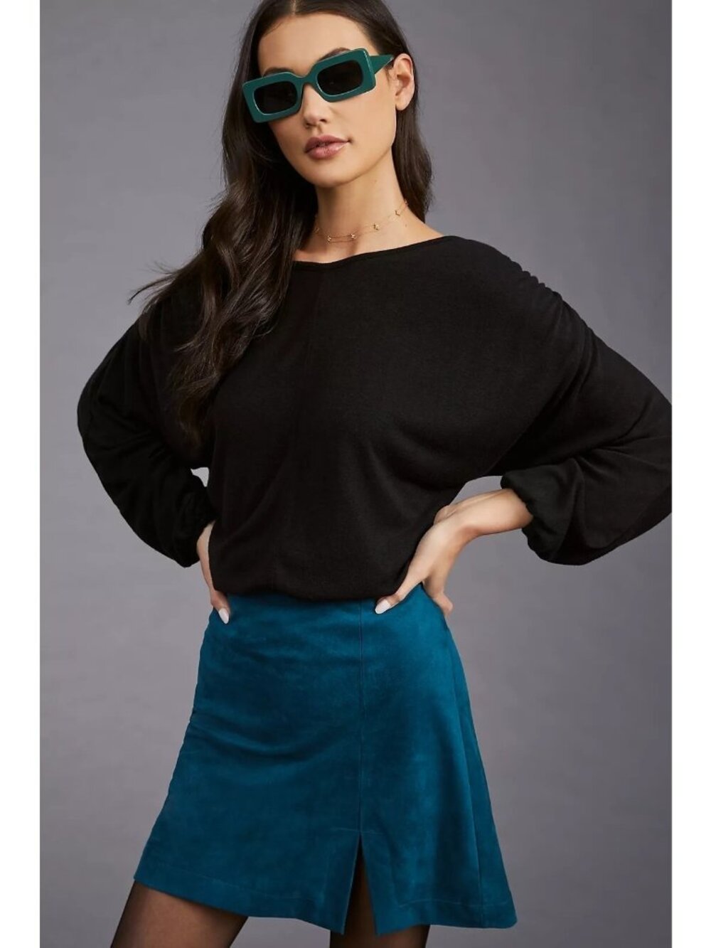Self Contrast Amadi Black Long-Sleeve Bubble Top Anthropologie